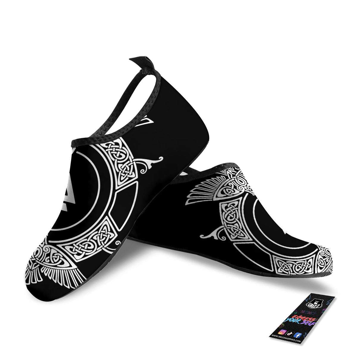 Symbol Viking Valknut Print Water Shoes-grizzshop