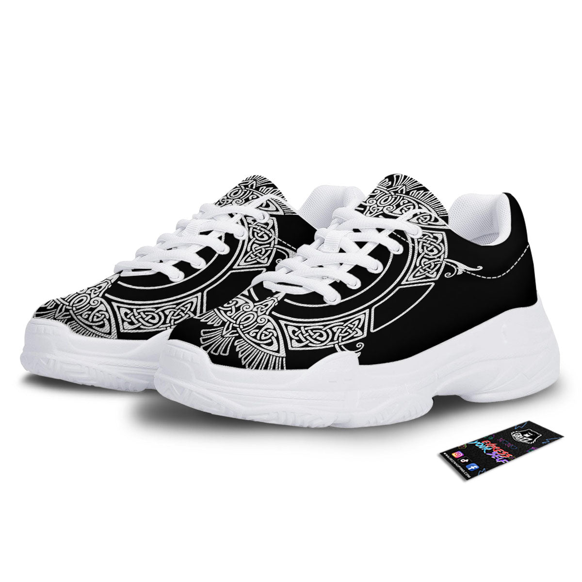 Symbol Viking Valknut Print White Chunky Shoes-grizzshop