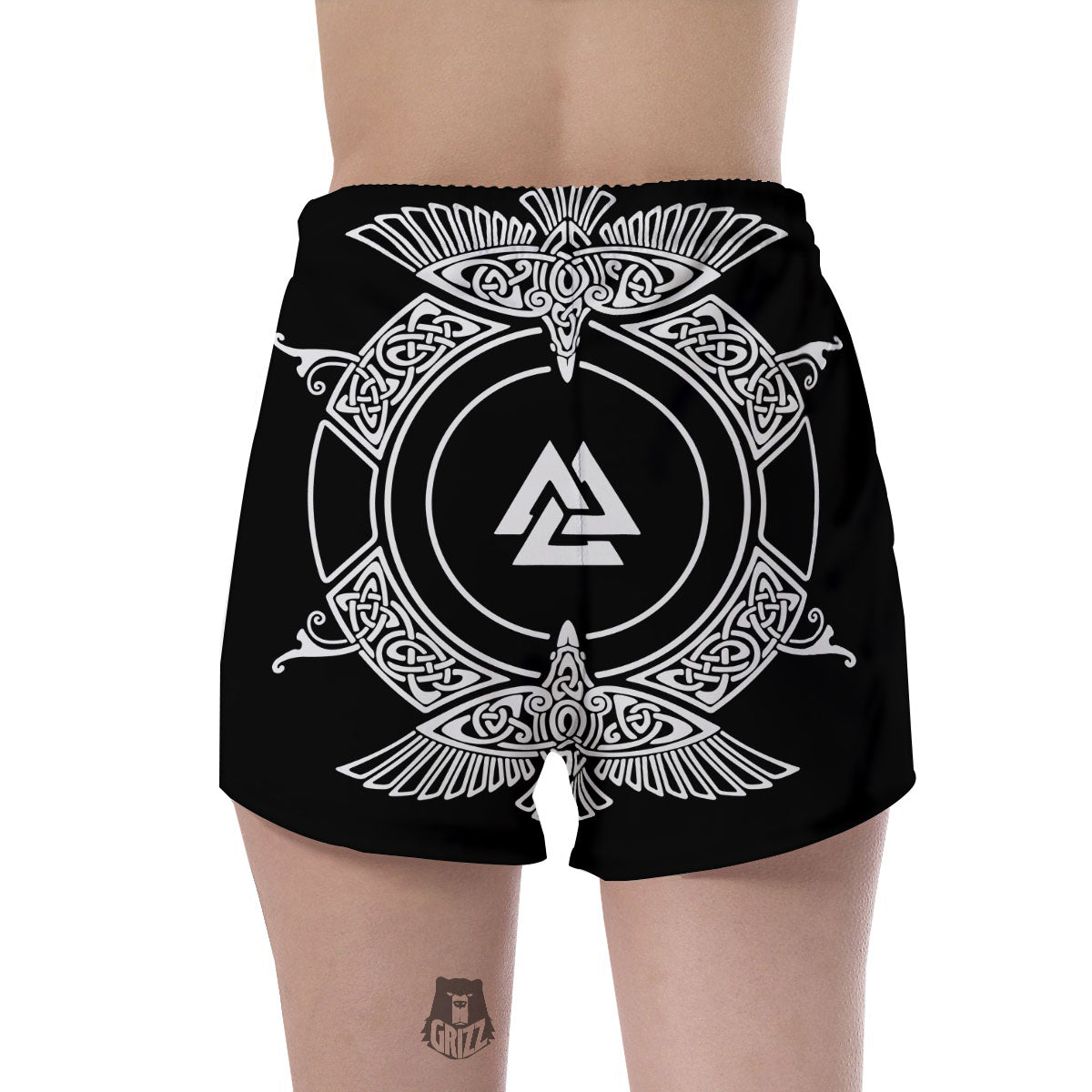 Symbol Viking Valknut Print Women's Shorts-grizzshop