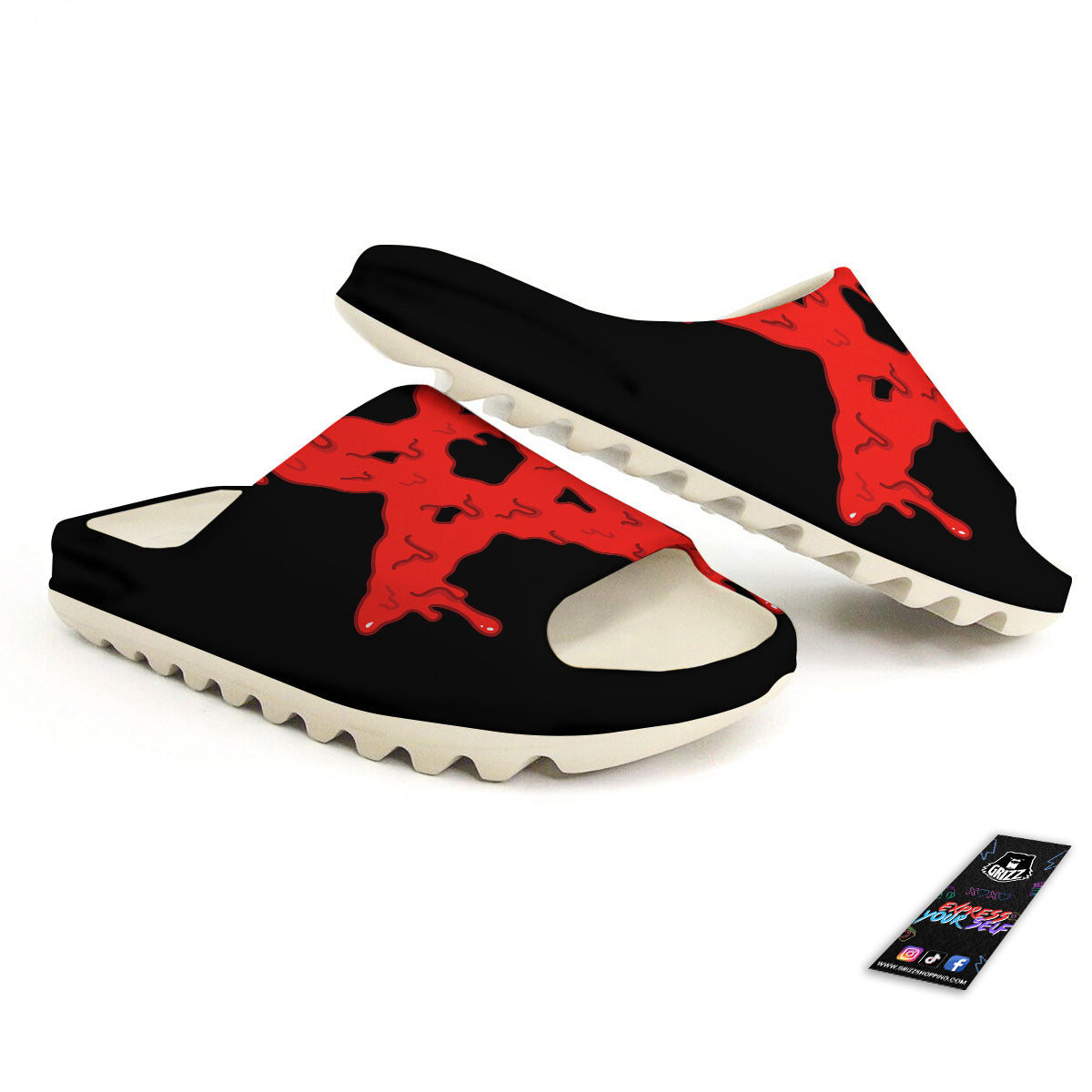 Symbol Red Pentagram Print Sandals-grizzshop