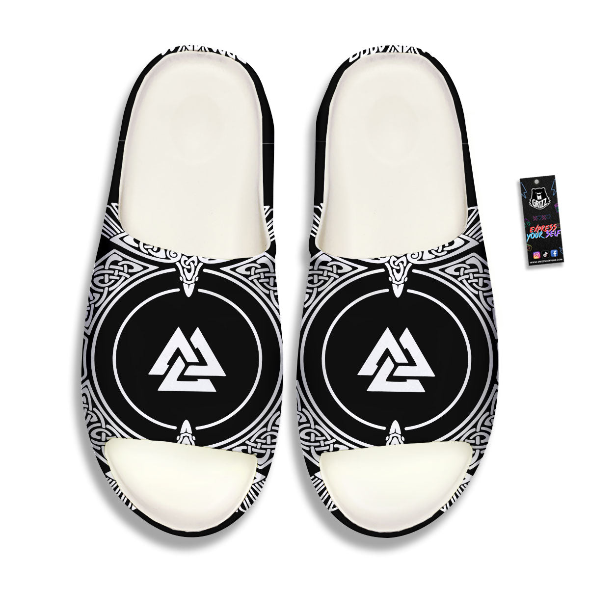 Symbol Viking Valknut Print Sandals-grizzshop