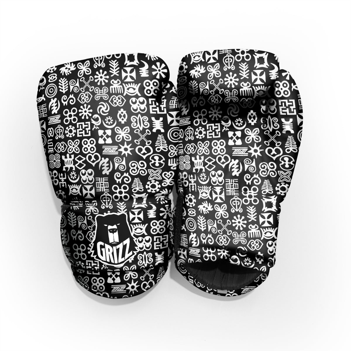 Symbols Black Adinkra Print Pattern Pro Boxing Glove