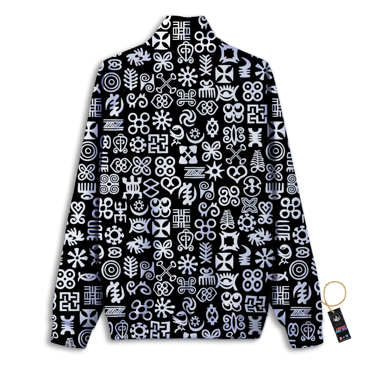 Symbols Black Adinkra Print Pattern Track Jacket-grizzshop