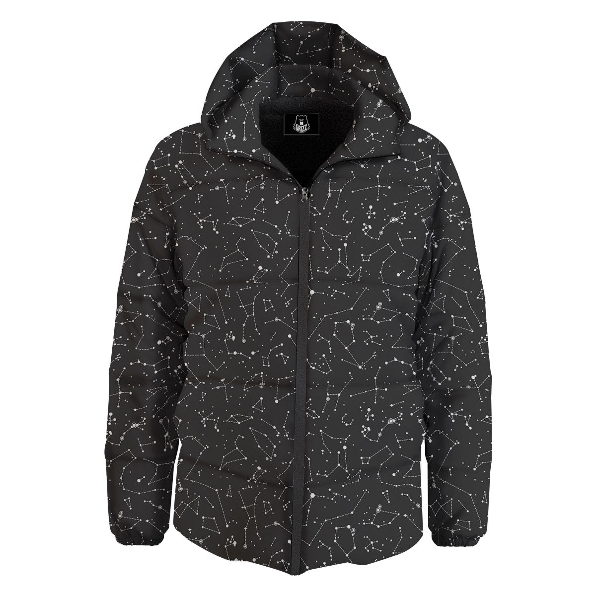 Symbols Constellation Print Pattern Down Jacket-grizzshop