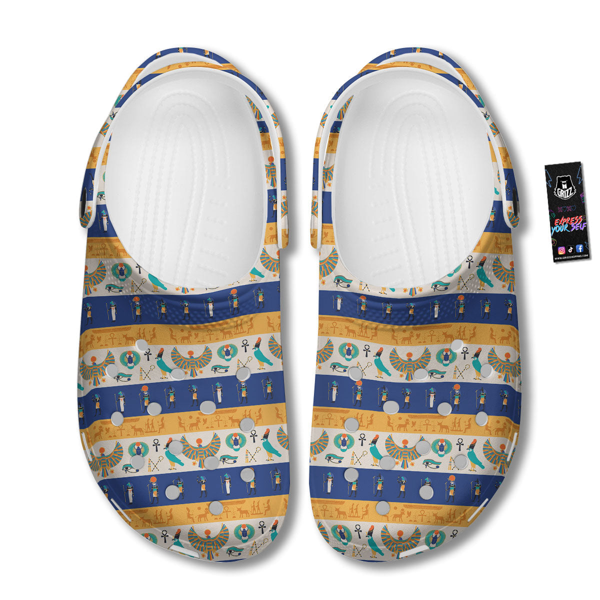 Symbols Egyptian Print Pattern Clog-grizzshop