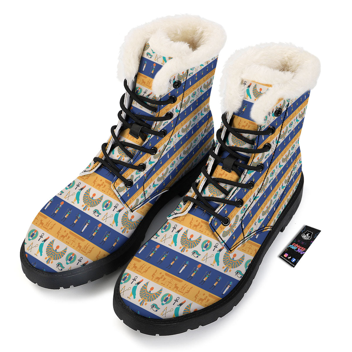 Symbols Egyptian Print Pattern Winter Boots-grizzshop