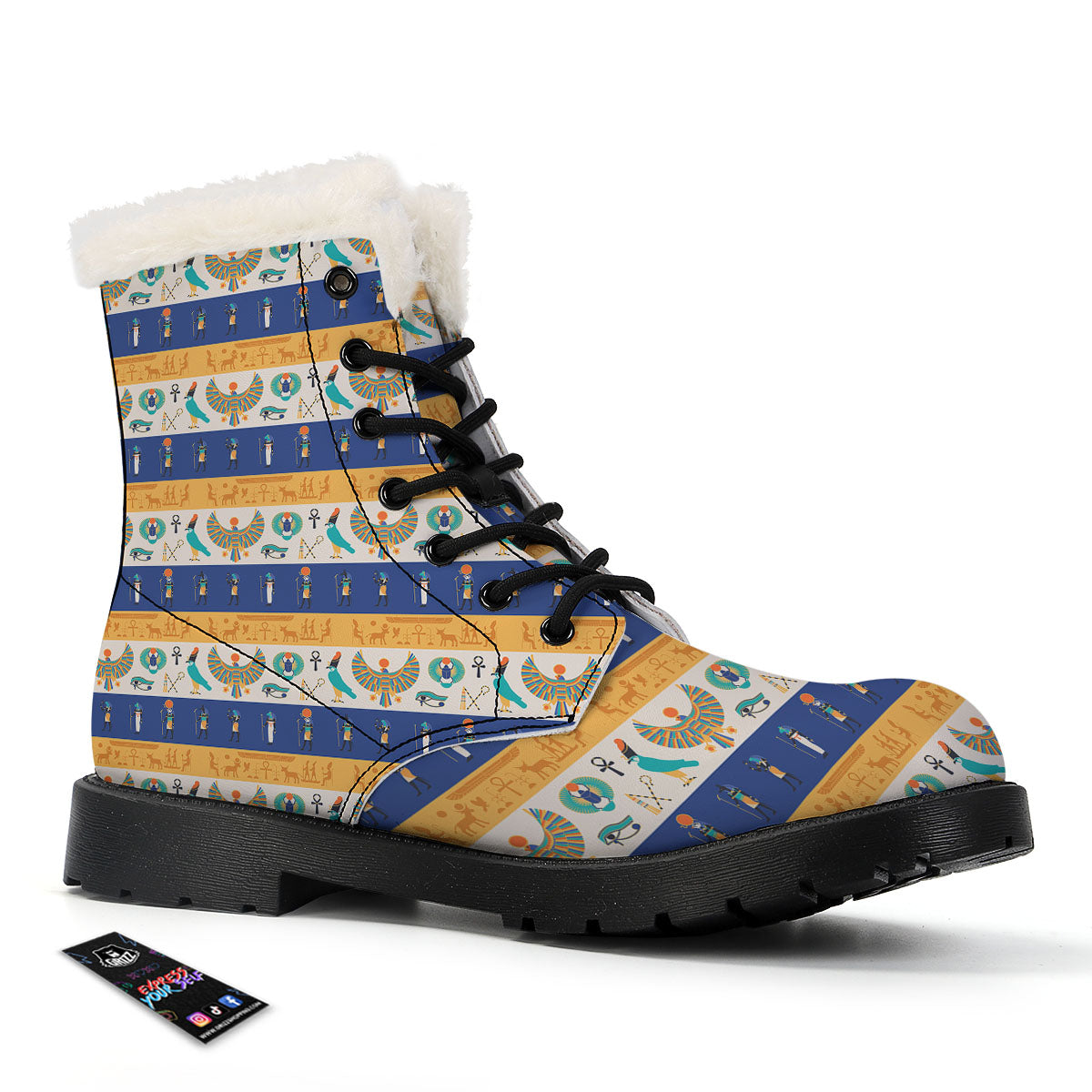 Symbols Egyptian Print Pattern Winter Boots-grizzshop