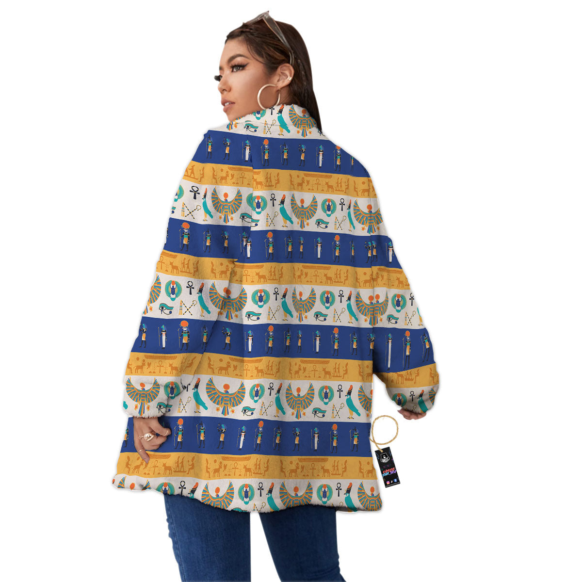 Symbols Egyptian Print Pattern Women's Sherpa Jacket-grizzshop