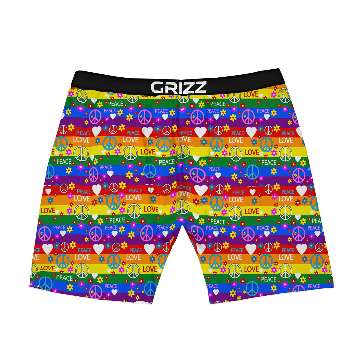 Symbols Of The Hippie And Rainbow Print Boxer Briefs-grizzshop