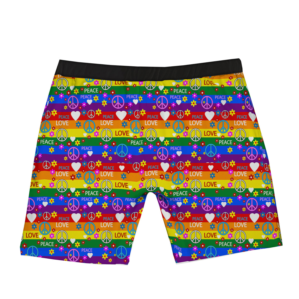 Symbols Of The Hippie And Rainbow Print Boxer Briefs-grizzshop