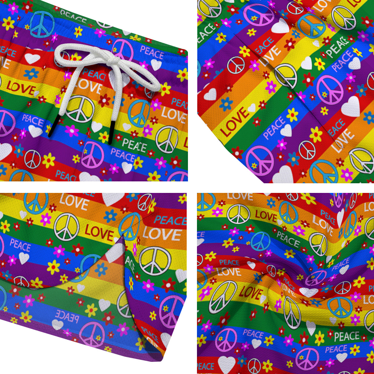 Symbols Of The Hippie And Rainbow Print Men's Running Shorts-grizzshop