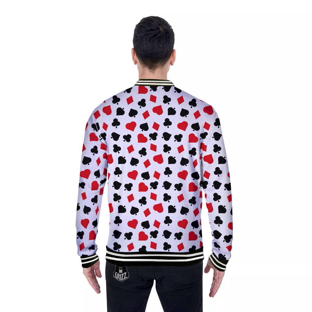 Symbols Playing Card Print Pattern Baseball Jacket-grizzshop