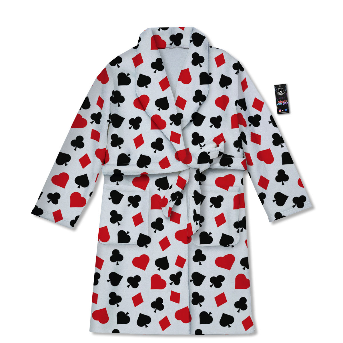Symbols Playing Card Print Pattern Bathrobe-grizzshop