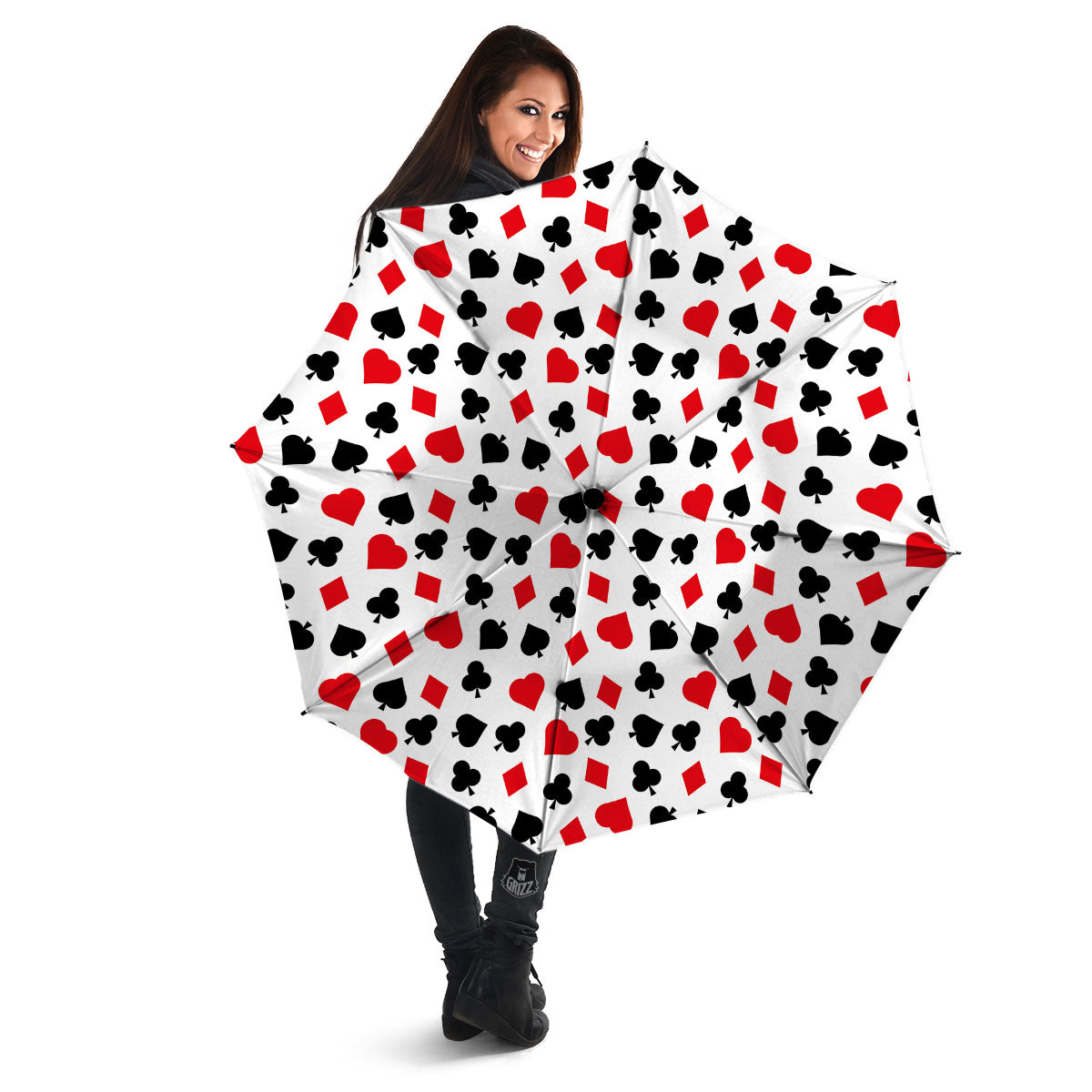 Symbols Playing Card Print Pattern Umbrella-grizzshop