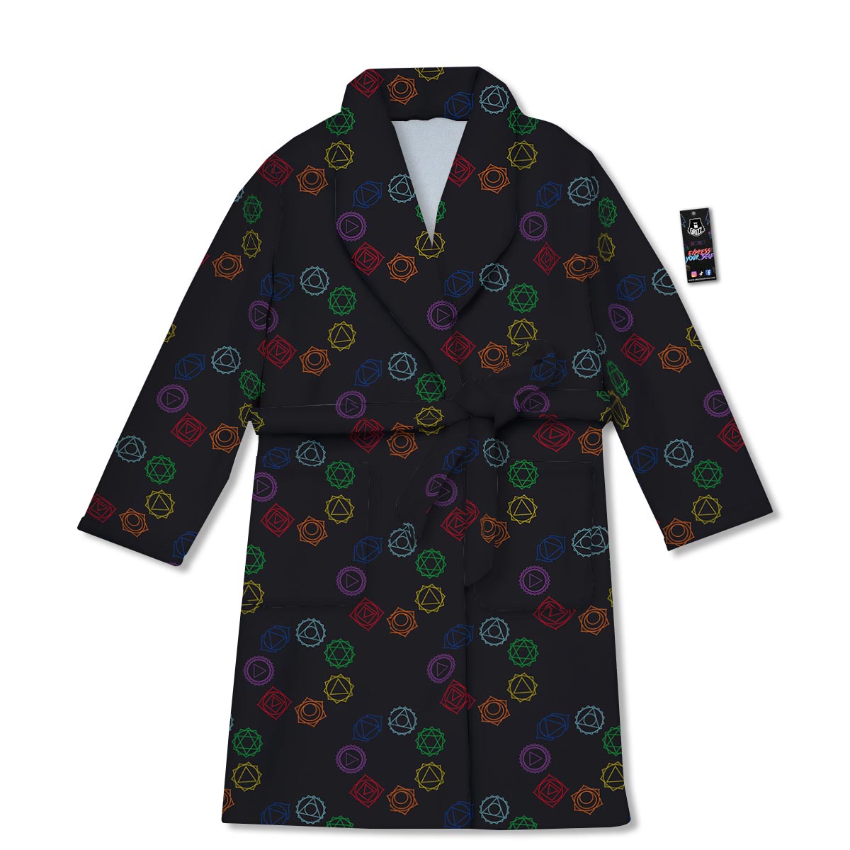 Symbols Seven Chakra Print Pattern Bathrobe-grizzshop