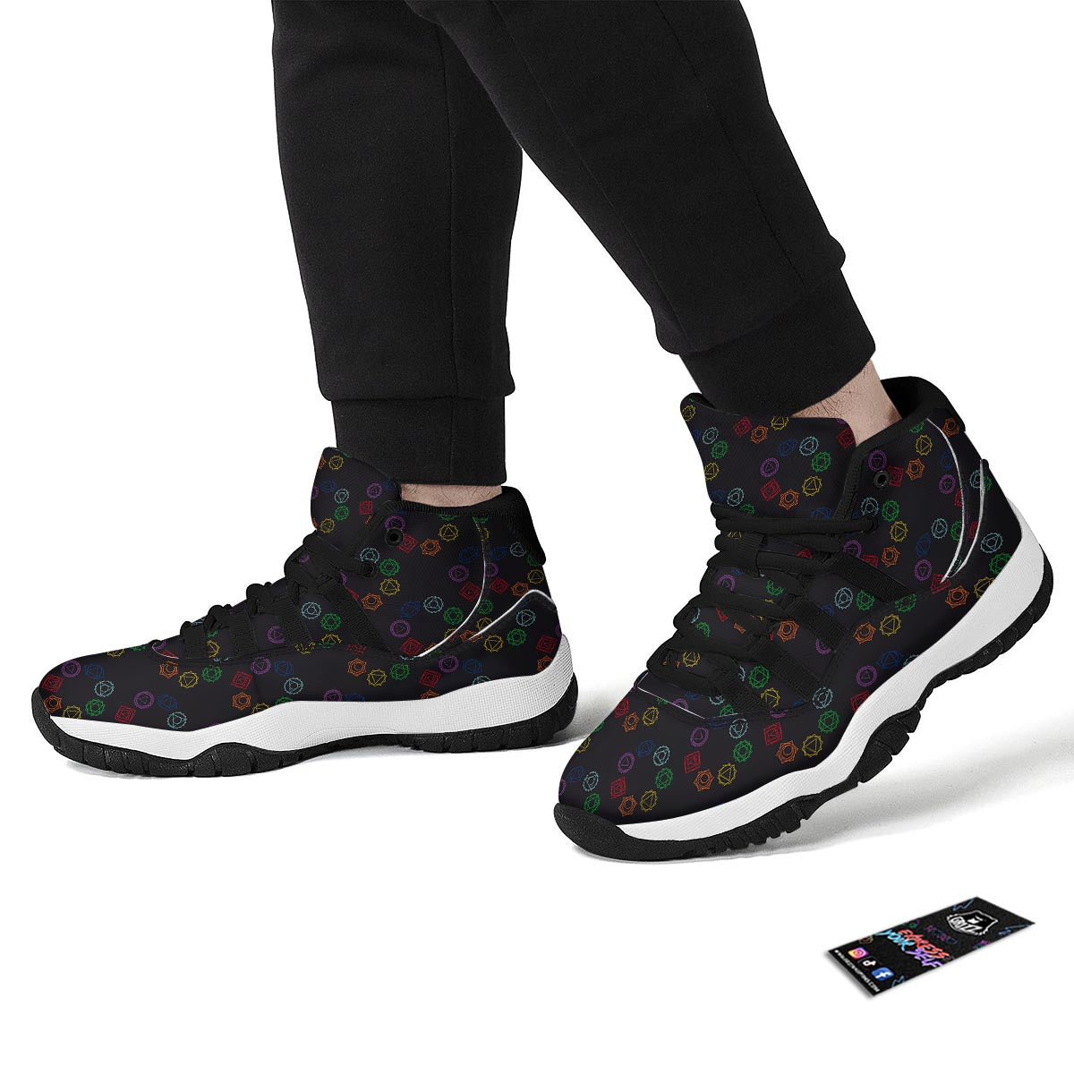 Symbols Seven Chakra Print Pattern Black Bball Shoes-grizzshop