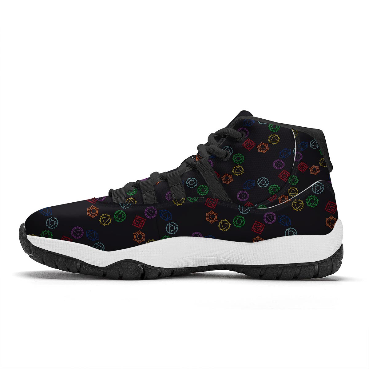 Symbols Seven Chakra Print Pattern Black Bball Shoes-grizzshop