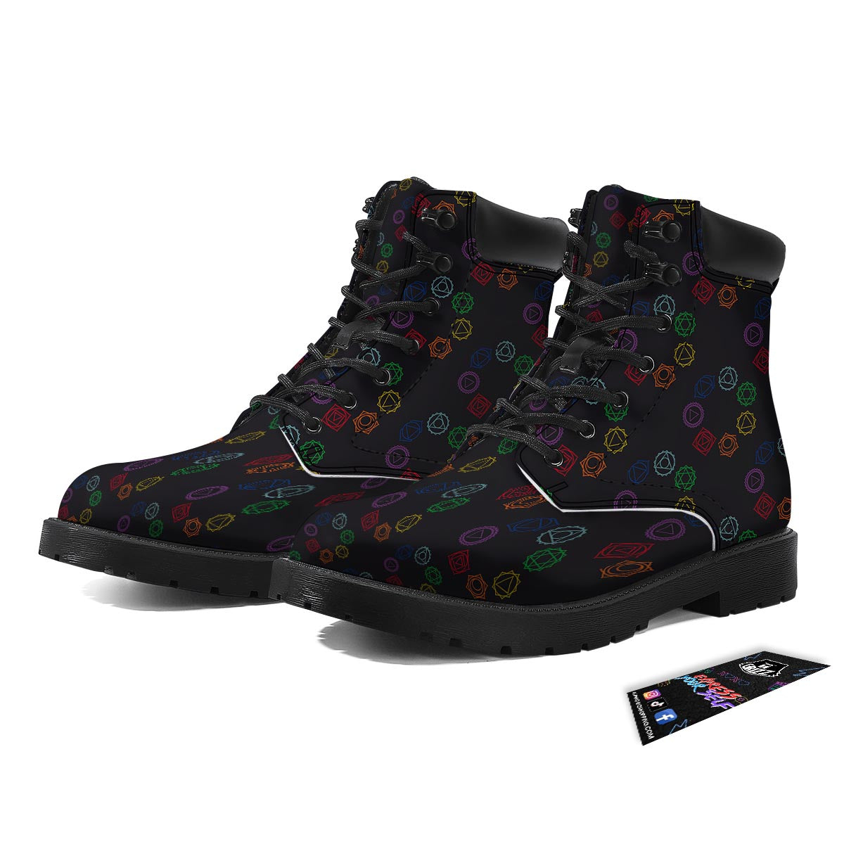 Symbols Seven Chakra Print Pattern Boots-grizzshop