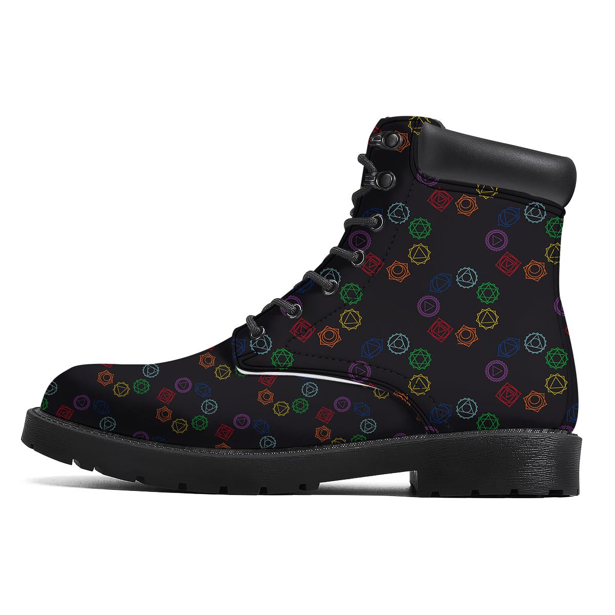Symbols Seven Chakra Print Pattern Boots-grizzshop