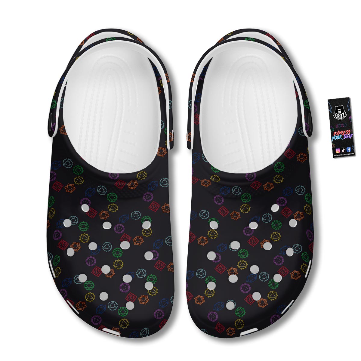 Symbols Seven Chakra Print Pattern Clog-grizzshop
