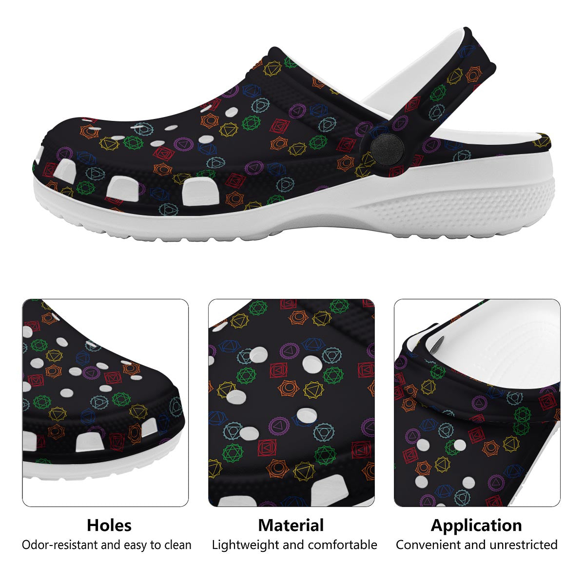 Symbols Seven Chakra Print Pattern Clog-grizzshop