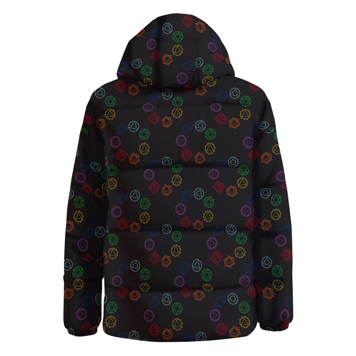 Symbols Seven Chakra Print Pattern Down Jacket-grizzshop