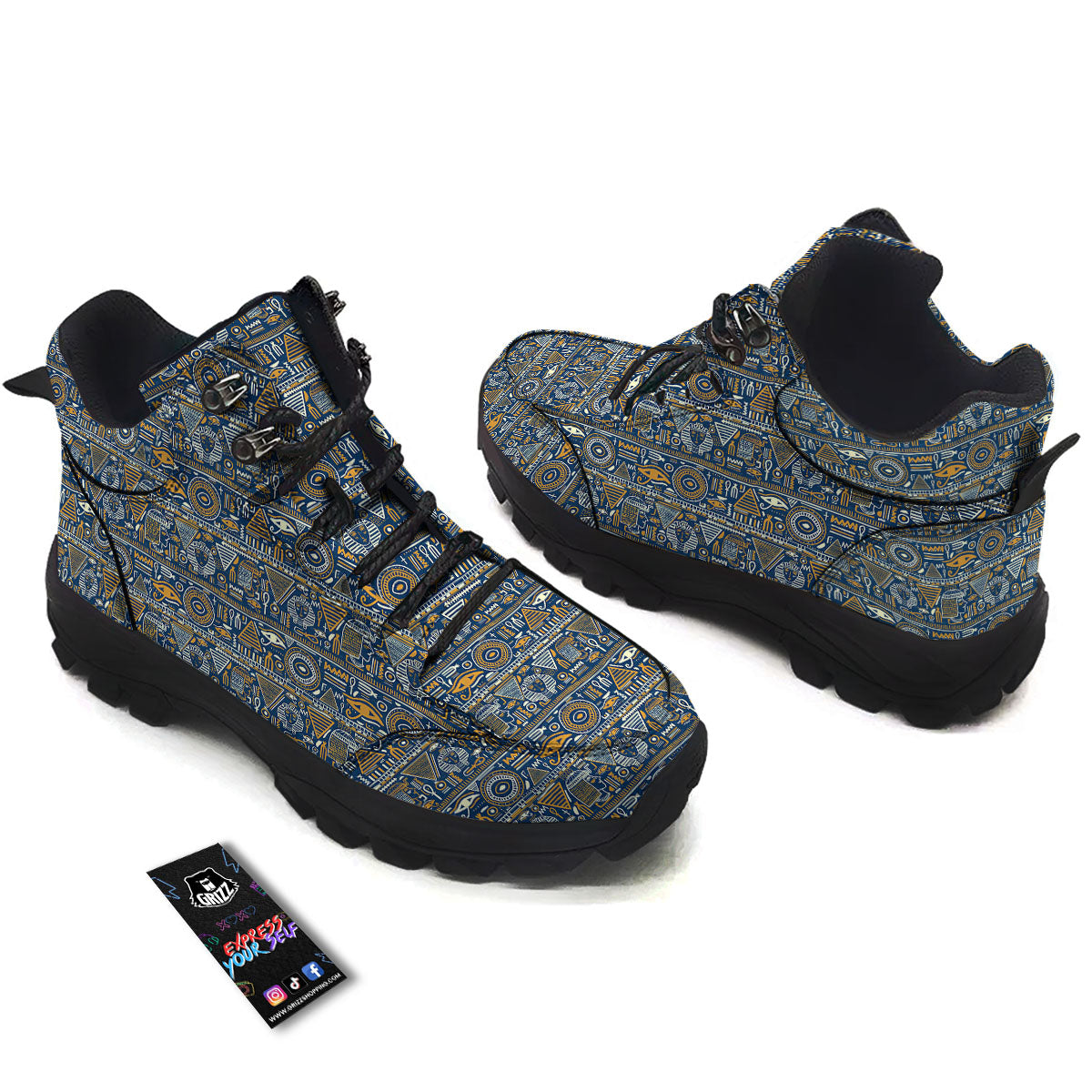 Symbols Tribal Egyptian Print Hiking Shoes-grizzshop