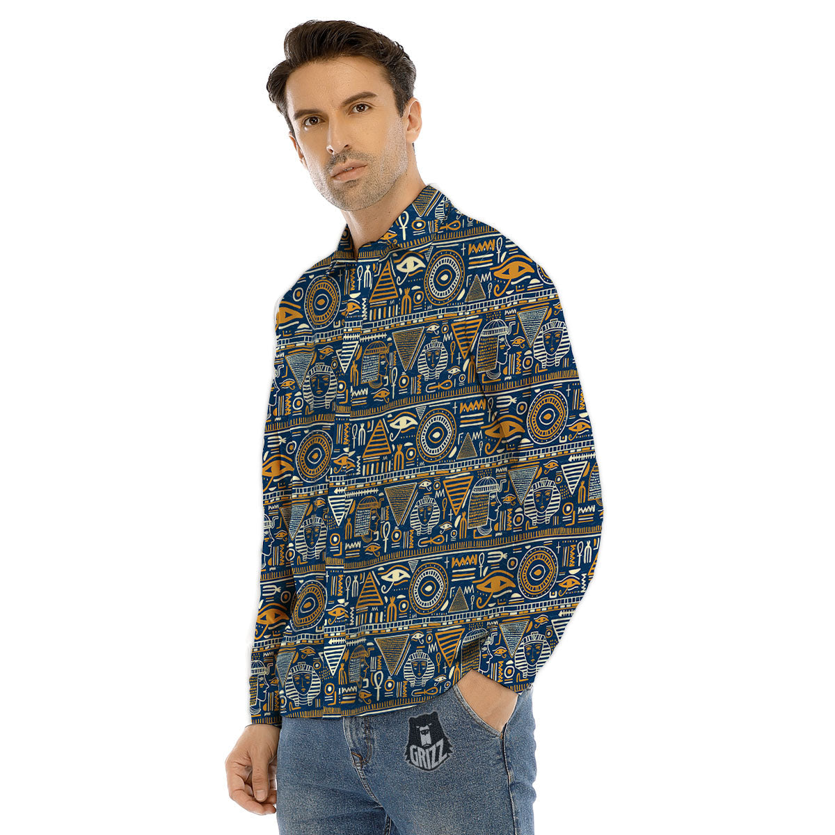 Symbols Tribal Egyptian Print Men's Dress Shirts-grizzshop