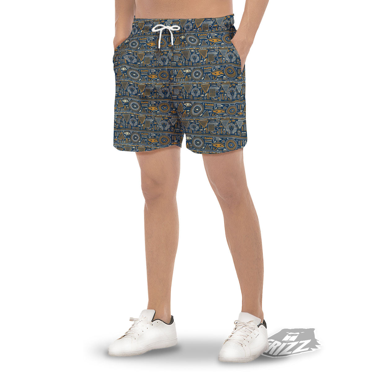 Symbols Tribal Egyptian Print Men's Gym Shorts-grizzshop