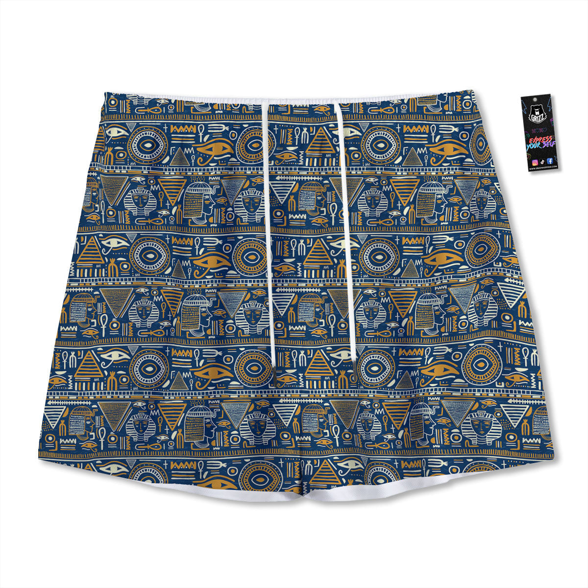 Symbols Tribal Egyptian Print Mesh Shorts