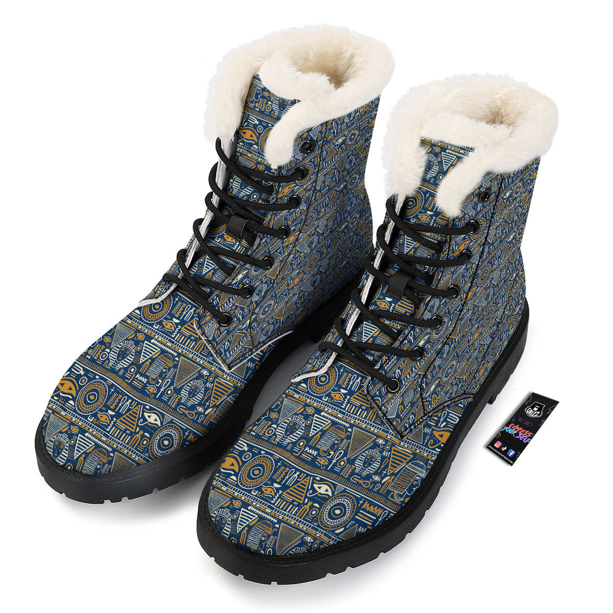 Symbols Tribal Egyptian Print Winter Boots-grizzshop