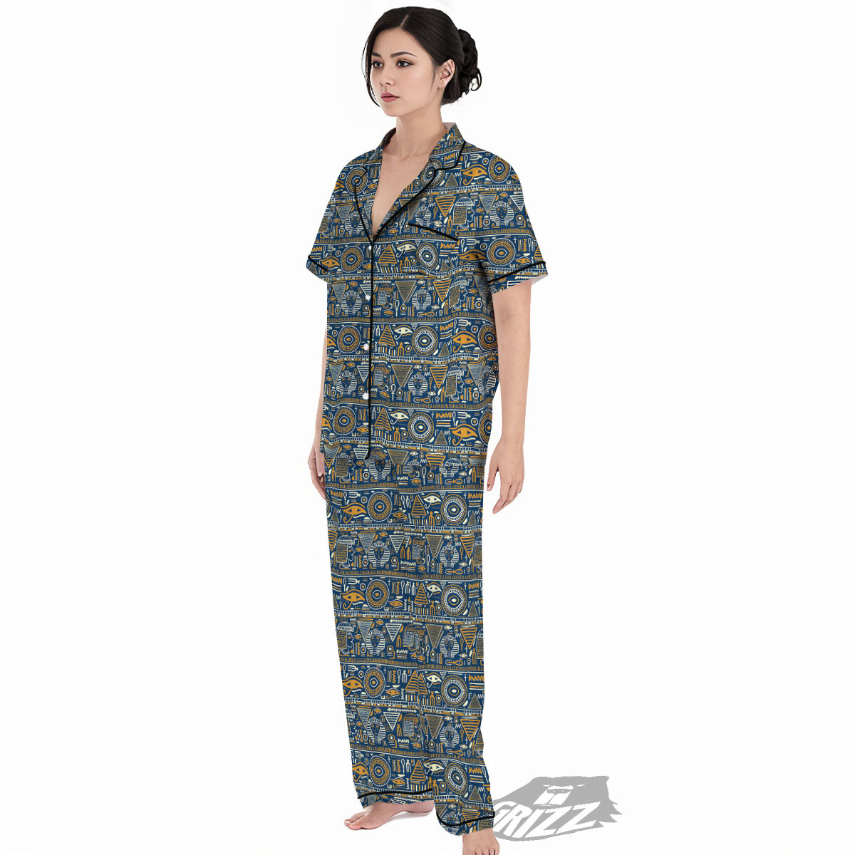 Symbols Tribal Egyptian Print Women's Pajamas Set-grizzshop