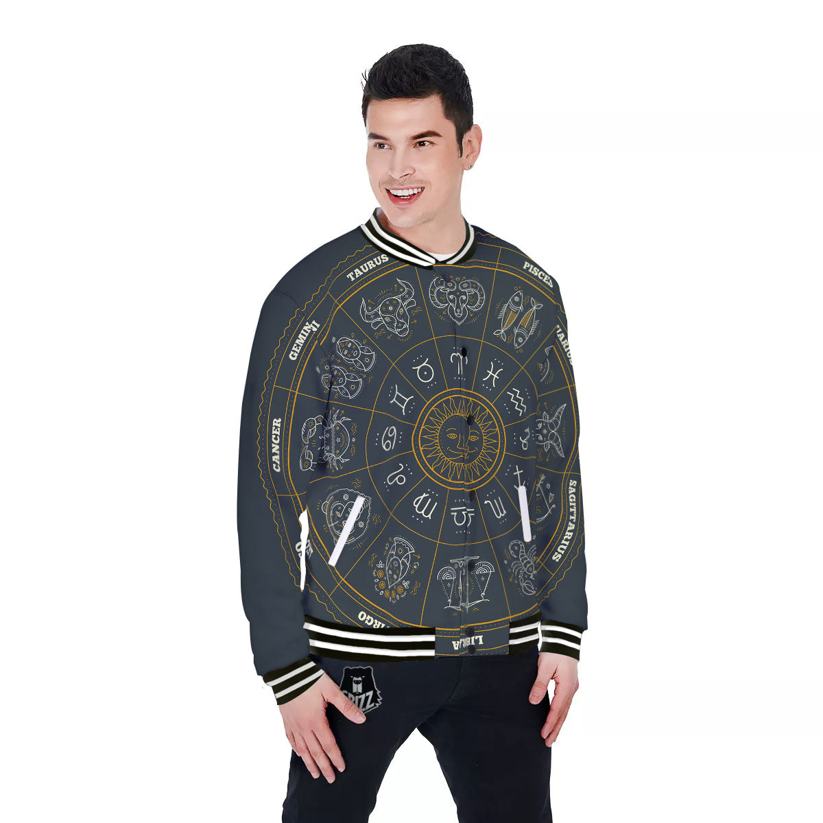 Symbols Zodiac Astrology Print Baseball Jacket-grizzshop