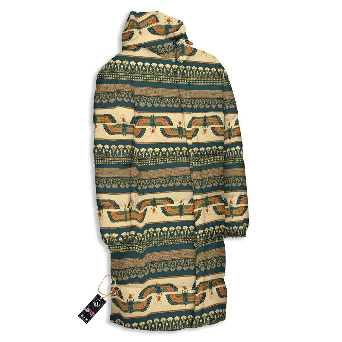 Symbols Of Ancient Egypt Print Pattern Long Down Jacket