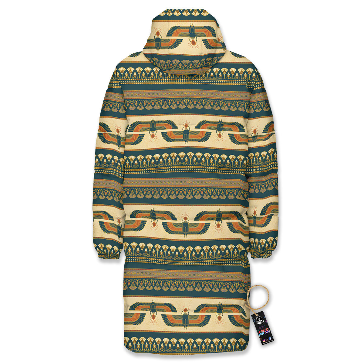 Symbols Of Ancient Egypt Print Pattern Long Down Jacket