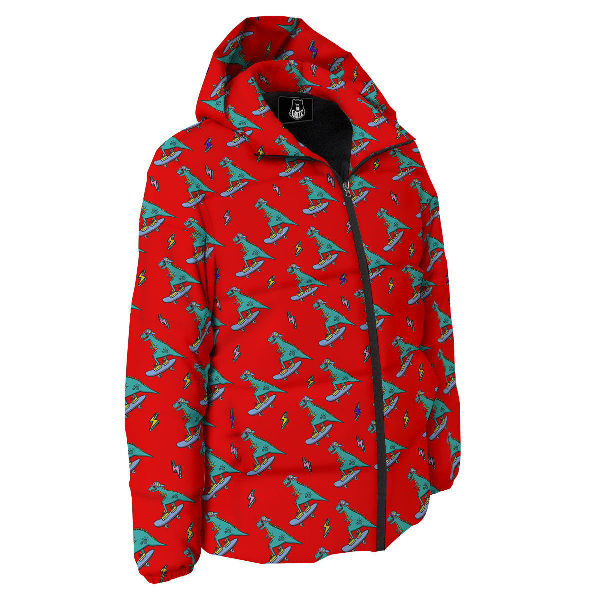 T-Rex Cute Dino Print Pattern Down Jacket-grizzshop