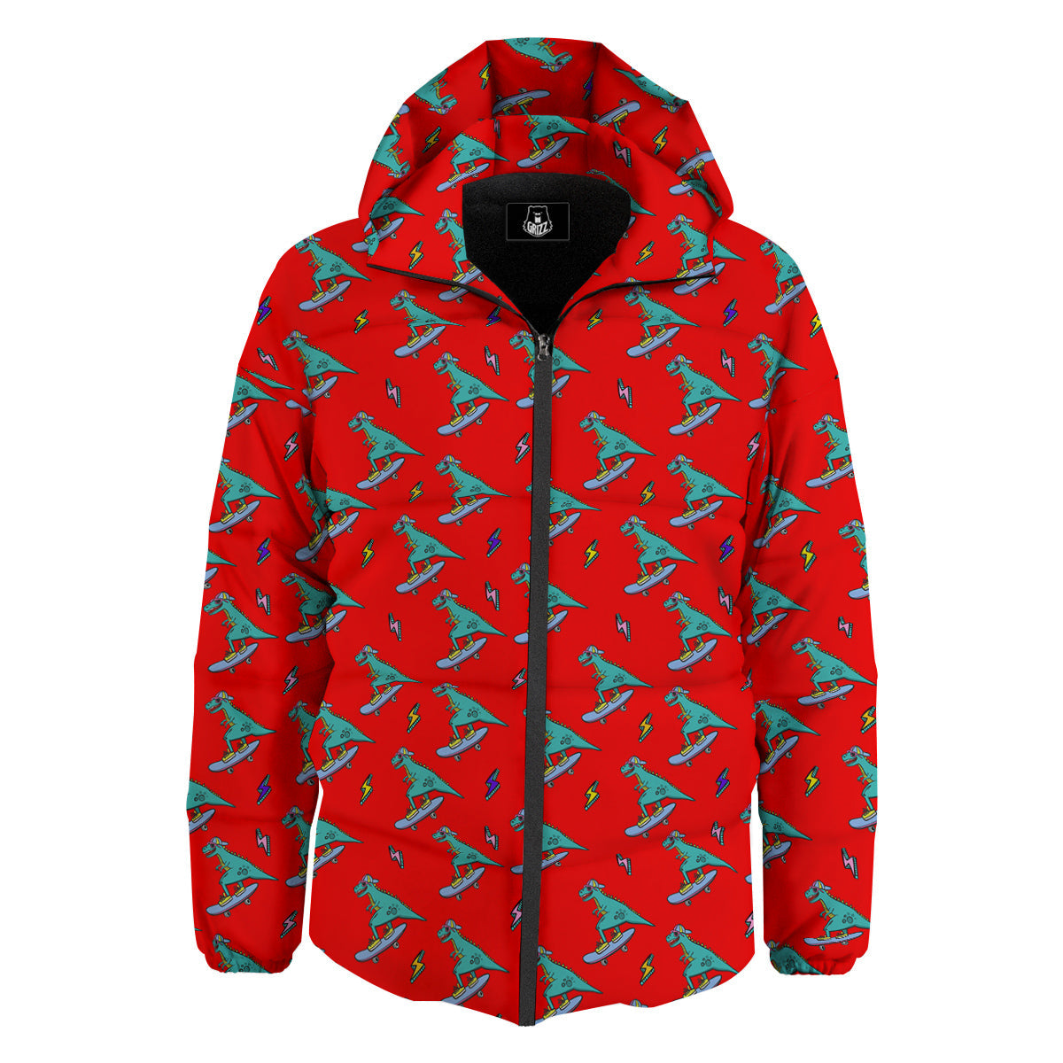 T-Rex Cute Dino Print Pattern Down Jacket-grizzshop