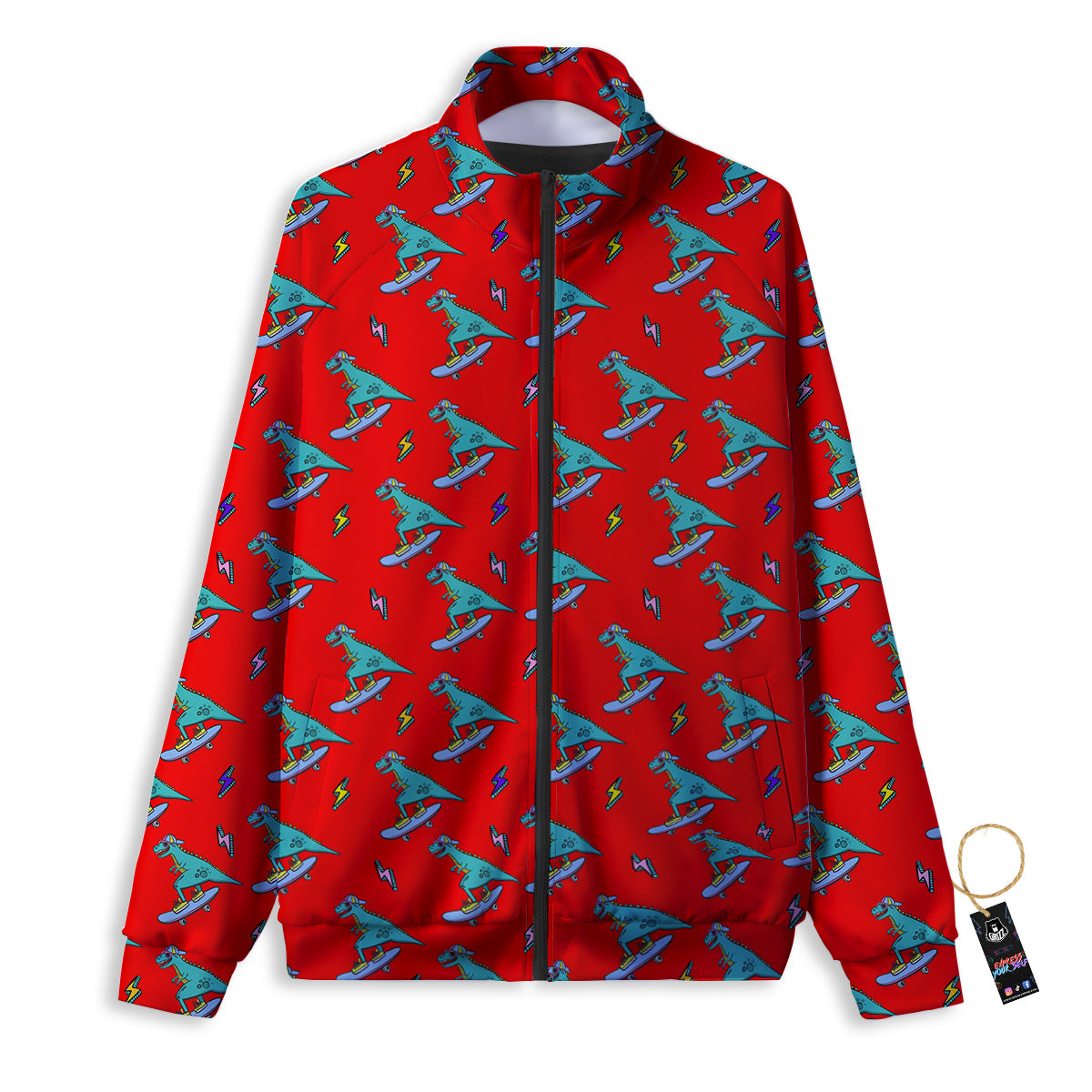 T-Rex Cute Dino Print Pattern Track Jacket-grizzshop