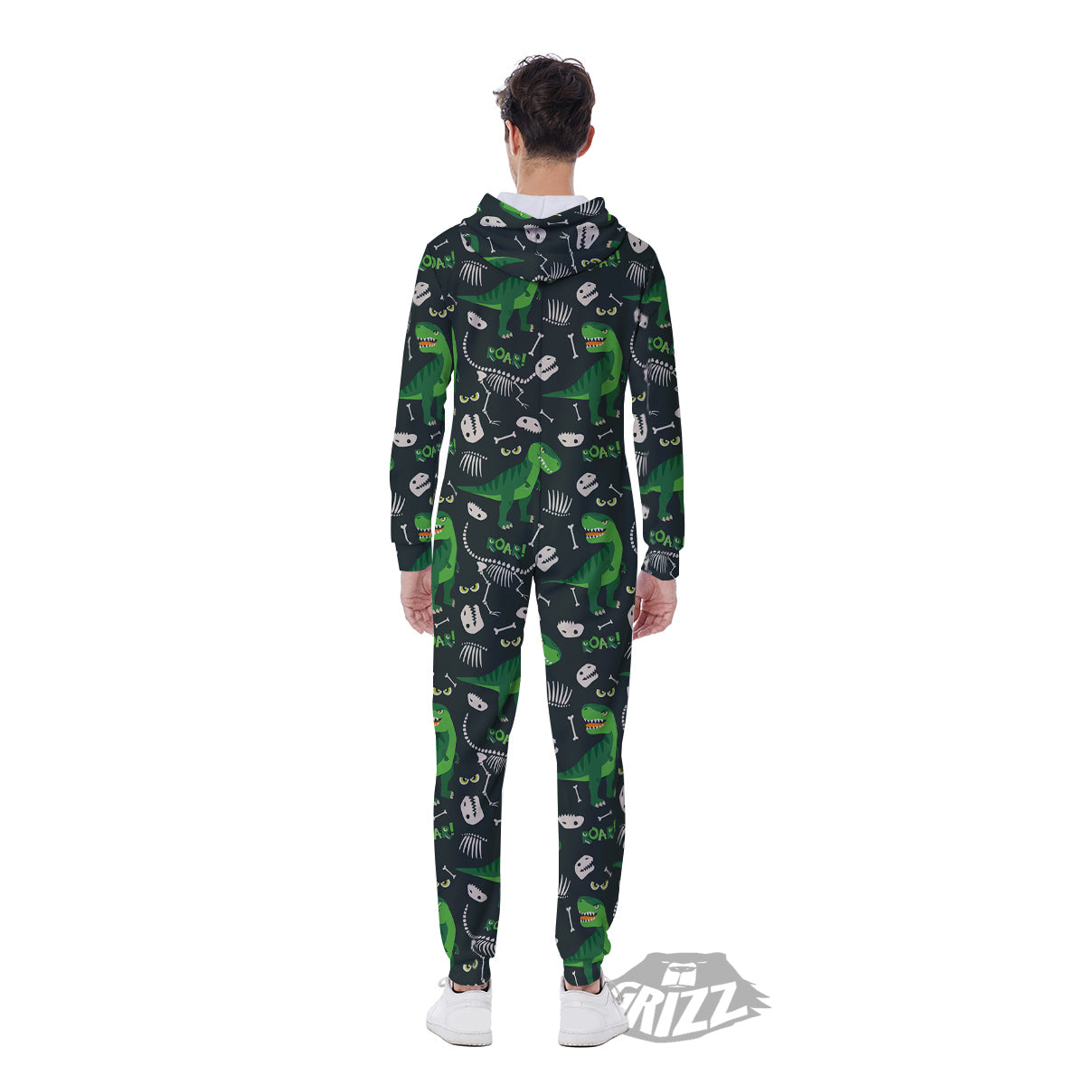T-Rex Dinosaur Cute Green Print Pattern Men's Jumpsuit-grizzshop