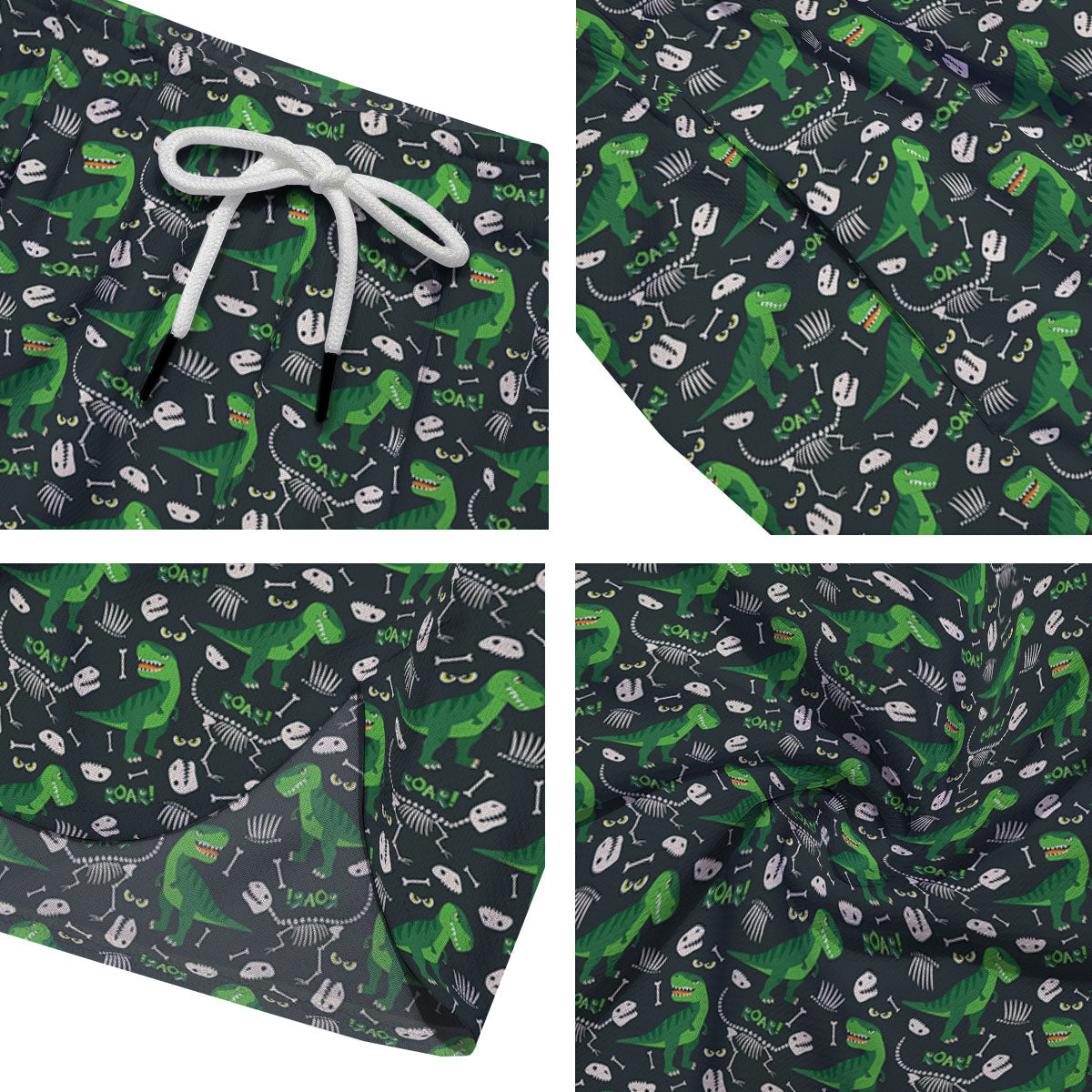 T-Rex Dinosaur Cute Green Print Pattern Men's Running Shorts-grizzshop