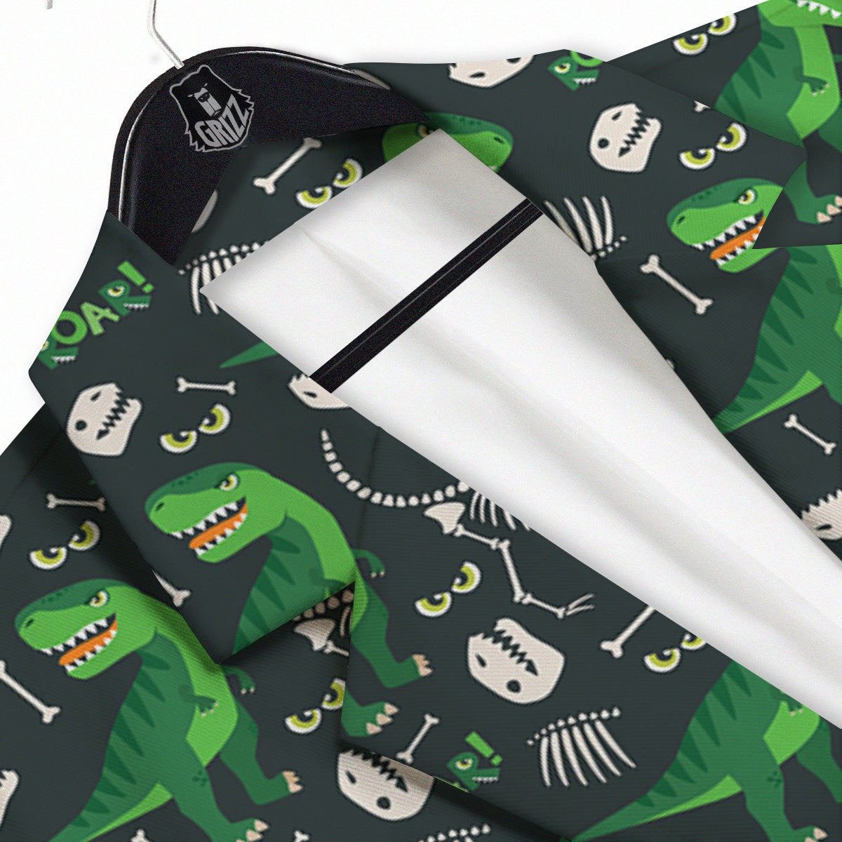 T-Rex Dinosaur Cute Green Print Pattern Men's Sport Coat-grizzshop