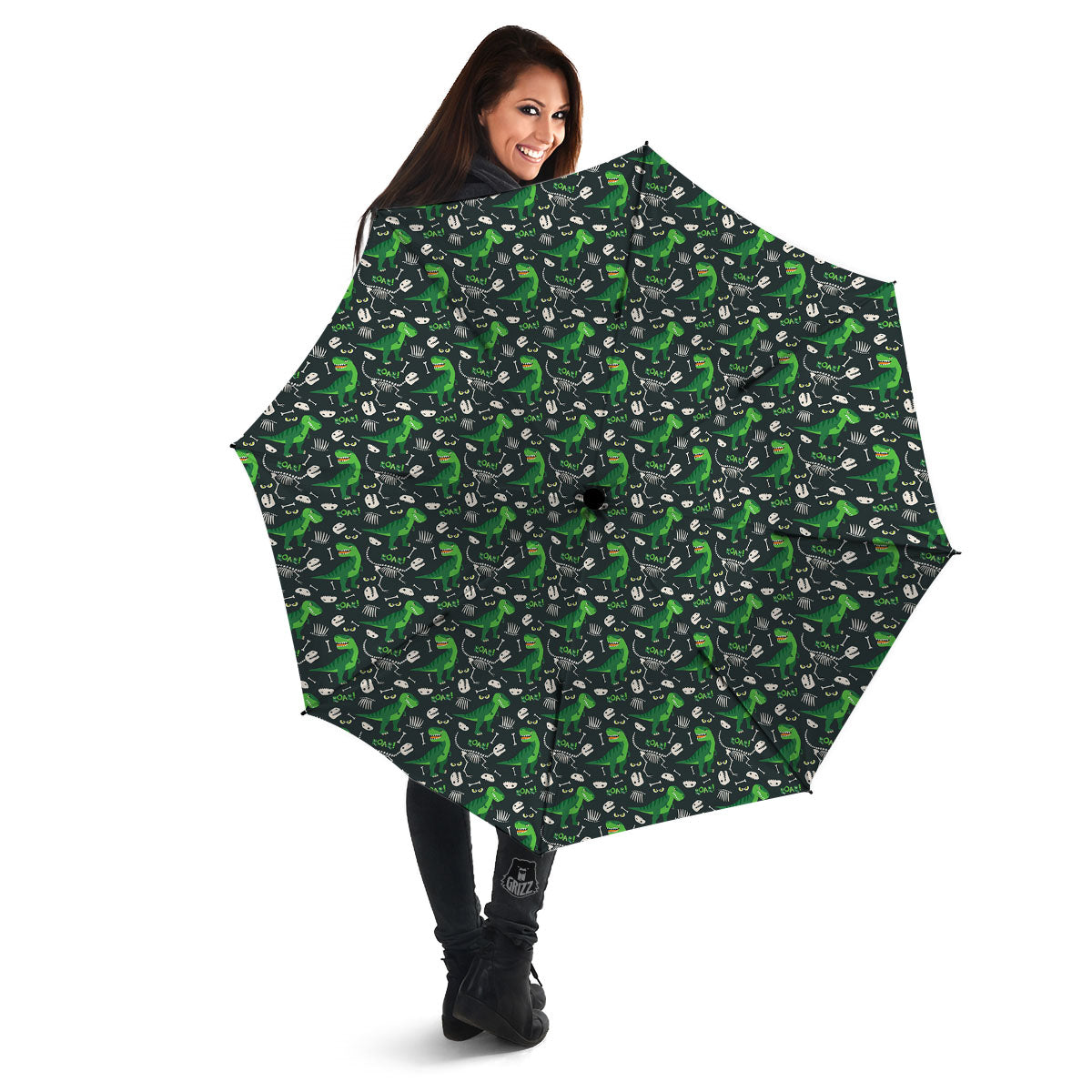 T-Rex Dinosaur Cute Green Print Pattern Umbrella-grizzshop