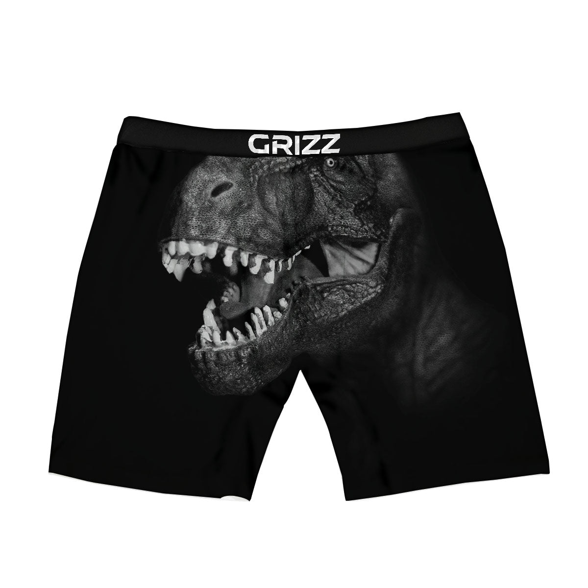 T-Rex Dinosaur White And Black Print Boxer Briefs-grizzshop