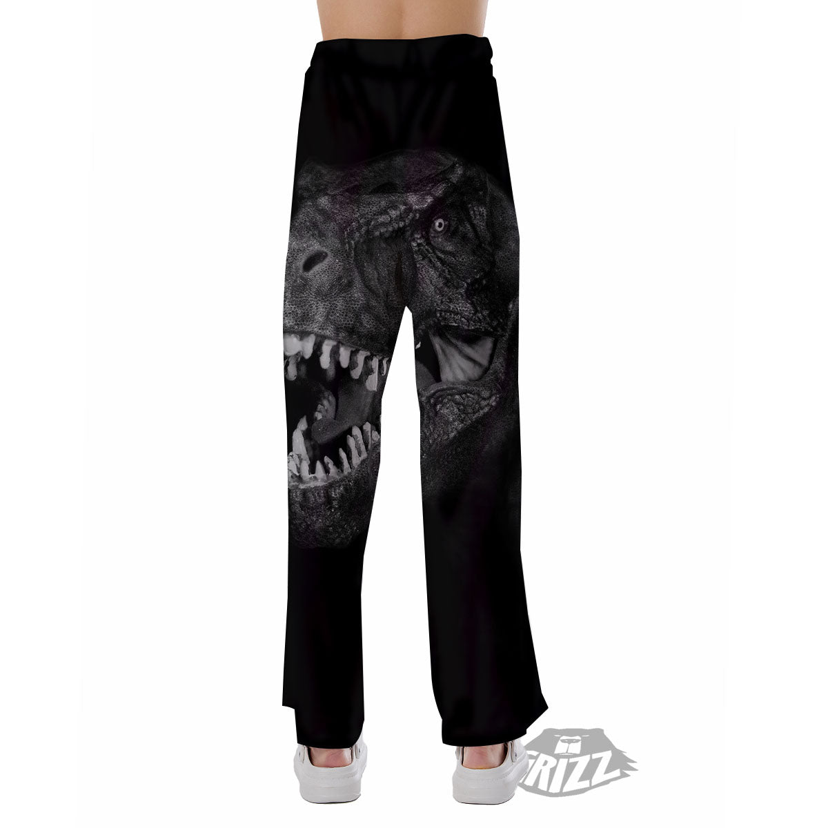 T-Rex Dinosaur White And Black Print Pajama Pants-grizzshop