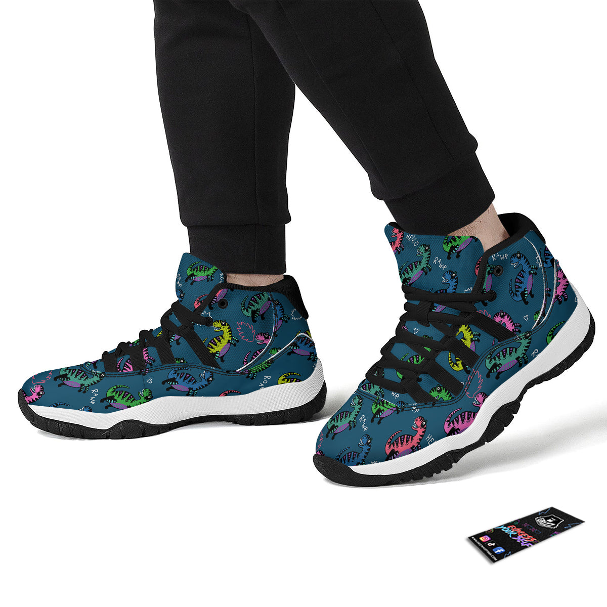 T rex Dinosaur Print Pattern Black Bball Shoes-grizzshop