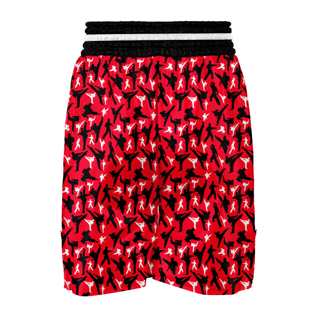 Taekwondo Red And Black Print Pattern Boxing Shorts-grizzshop