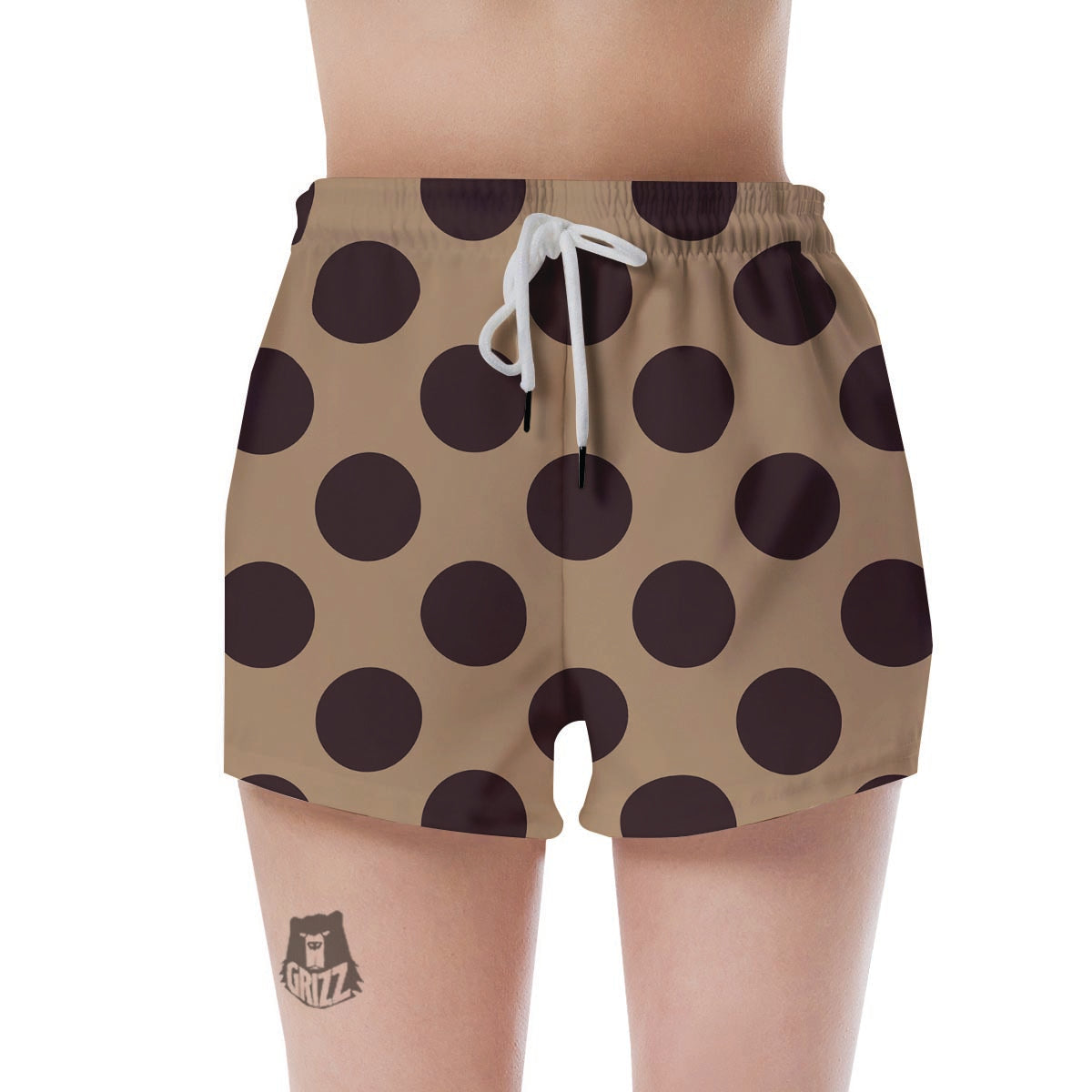 Tan And Black Polka Dot Women's Shorts-grizzshop