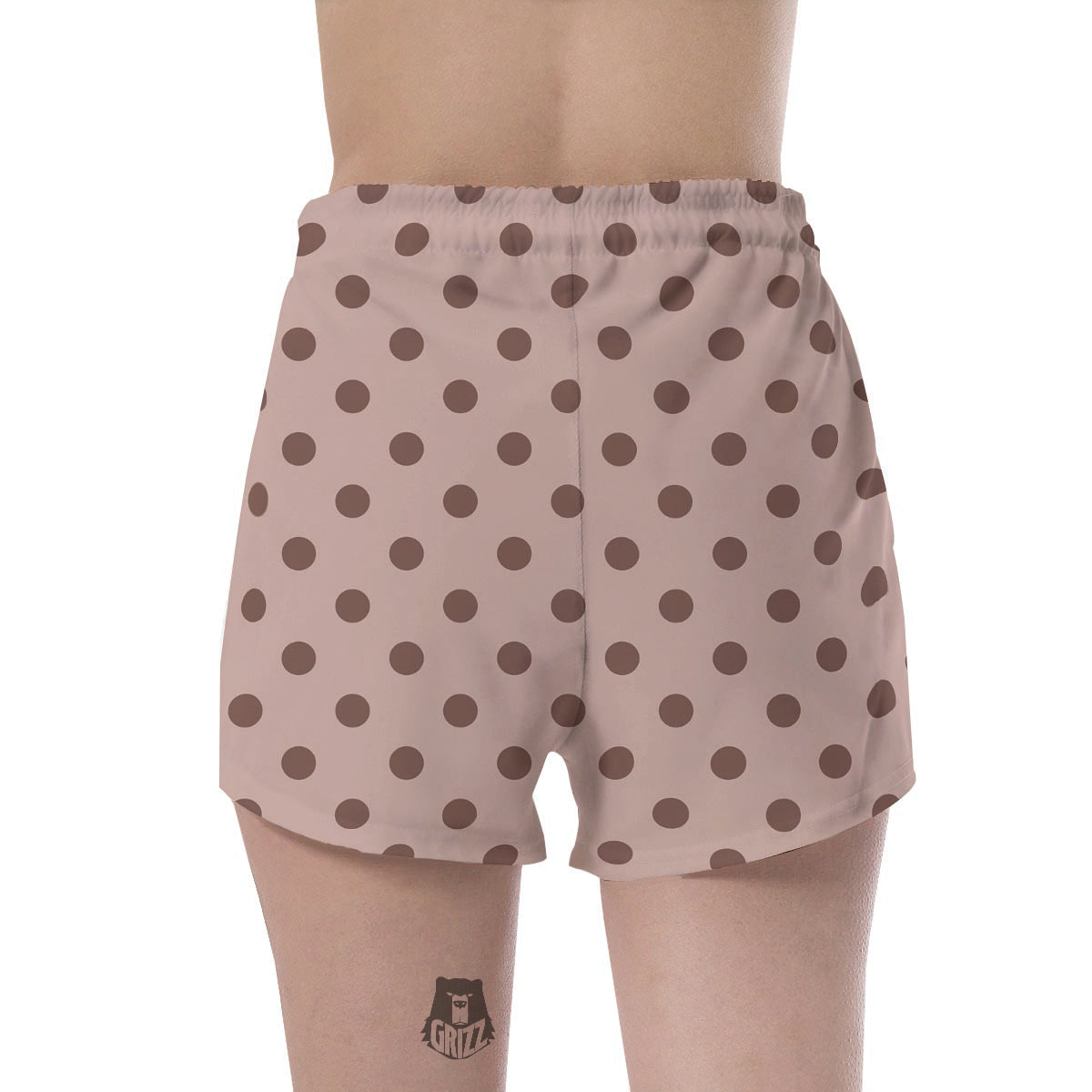 Tan And Brown Polka Dot Women's Shorts-grizzshop