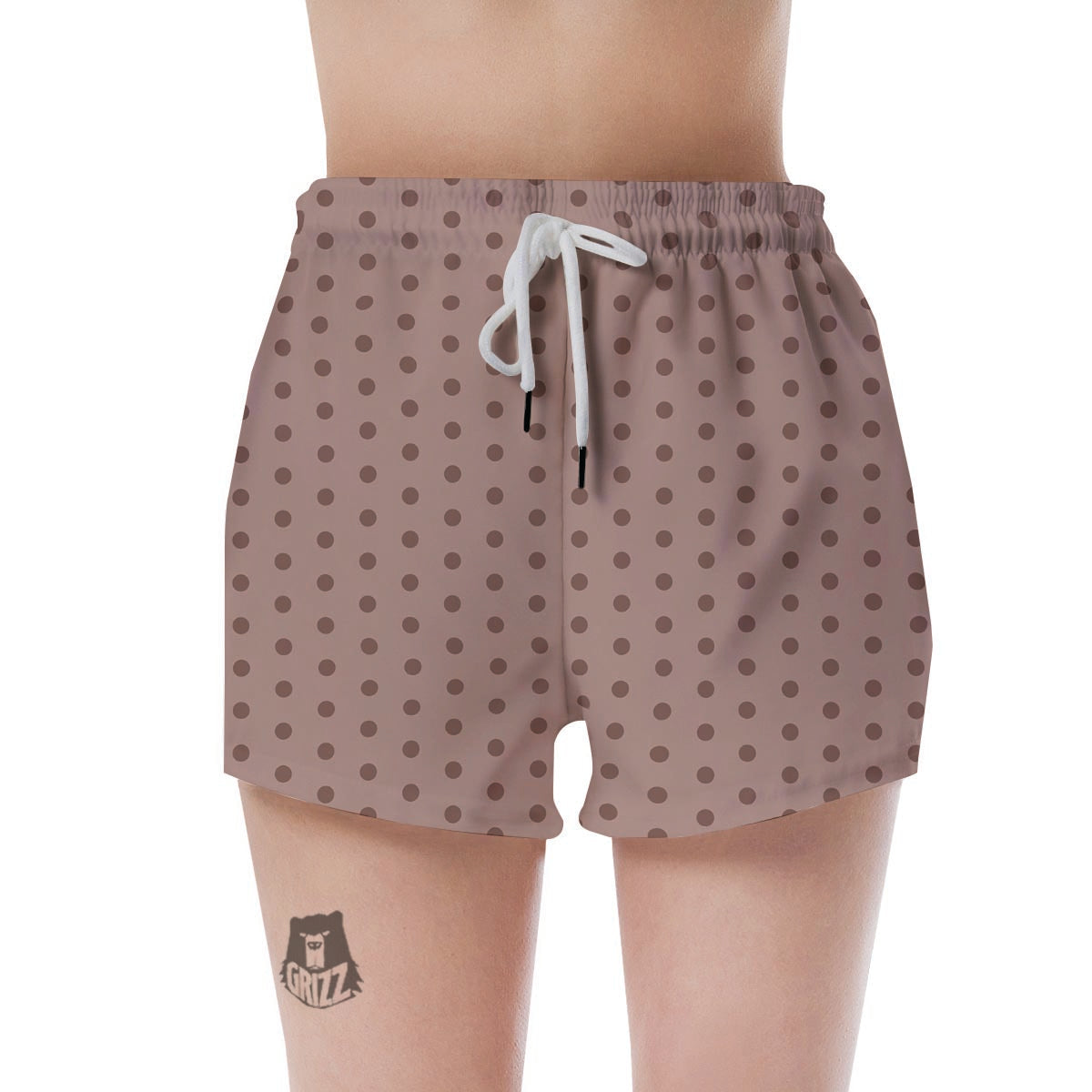 Tan Brown Polka Dot Women's Shorts-grizzshop