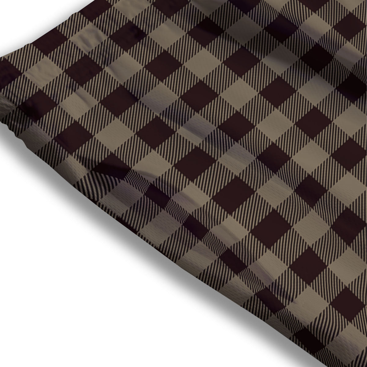 Tan Dark And Black Check Print Pattern Mesh Shorts